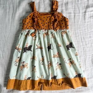 Girls' Mustard & Light Mint Animal Print Sundress